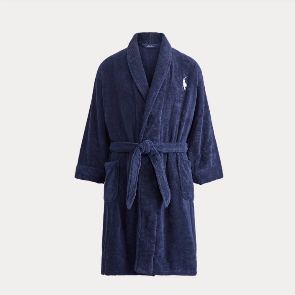 Polo Ralph Lauren Navy Blue Men’s Cotton Robe NEW